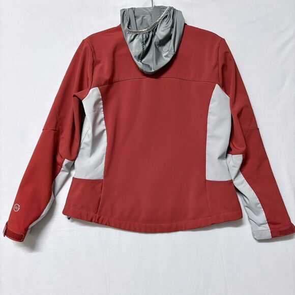 Y2K Eddie Bauer Soft‎ Shell Jacket Coat Women L Red Rain Hood Full Zip Vintage - Picture 6 of 14
